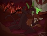  ailurid anthro balls canid canid_demon demon duo furryafoxy genitals glowing hell hellhound hi_res male male/male mammal penis red_panda sex 