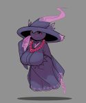 5:6 absurd_res breasts female generation_4_pokemon ghozt grey_background hi_res mismagius nintendo orange_sclera pink_body pokemon pokemon_(species) pseudo_clothing purple_body red_eyes shadow simple_background solo