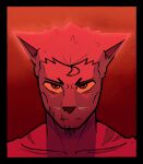 anthro arthur_(ghozt) biped car fur ghozt hair hi_res male meme mewing_(meme) orange_sclera red_background red_eyes simple_background solo vehicle