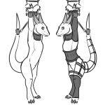  1:1 2023 2_horns 3_toes accessory adeer ambiguous_gender anthro arms_to_tail armwear biped bound claws clothing collar corset cuff_(restraint) detached_sleeves digitigrade dragon featureless_chest feet finger_claws furgonomics greyscale hands_tied horn knee_highs legwear lingerie monochrome mostly_nude mythological_creature mythological_scalie mythology nude raised_arms raised_tail restraints scalie solo standing tail tail_accessory tail_cuff tied_to_ceiling toe_claws toes topwear underbust_corset wingless_dragon wrist_cuffs 