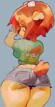 anthro bottomwear bovid caprine clothing cutoffs denim denim_bottomwear denim_clothing female green_short hair lammy_lamb looking_back mammal parappa_the_rapper playstation rear_view red_hair sheep shorts solo sony_corporation sony_interactive_entertainment tail um_jammer_lammy wamudraws