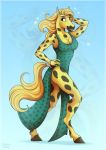  anthro appaloosa breasts butt_pose cleavage clothed clothing dress equid equine female fur hi_res horse jenery mammal pose solo 