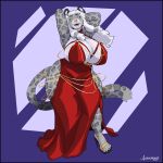  absurd_res anthro bethesda_softworks big_breasts breasts cleavage clothed clothing dress felid female footwear greasymojo hair hands_behind_head hi_res high_heels hollow_hip_backless_chain_dress huge_breasts khajiit leopard_spots looking_at_viewer mammal meme meme_clothing microsoft pantherine raised_arms red_clothing red_dress salty-paws smile smiling_at_viewer snow_leopard solo spots swaying_hips the_elder_scrolls the_elder_scrolls_online thick_thighs white_hair wide_hips yellow_eyes 