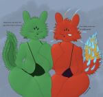 2024 anthro big_breasts breasts duo eyes_closed female female/female feral fur green_body green_fur hair hi_res looking_at_viewer nexthargon orange_body rain_world saint_(rain_world) simple_background slugcat smile tail text videocult