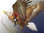  animal bird eagle heart highres oversized_animal plankto_x red_hair umineko_no_naku_koro_ni ushiromiya_ange 