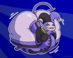  5:4 aliasing anthro big_breasts big_butt breasts butt clothed clothing deltarune digital_media_(artwork) hat headgear headwear huge_breasts huge_butt hyper hyper_butt jevil_(deltarune) looking_at_viewer male sephaloid simple_background solo thick_thighs video_games 