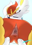  absurd_res anthro bodily_fluids breasts cervix cinderace female genital_fluids genitals hi_res kamperkiller_(artist) lagomorph leporid low-angle_view mammal nintendo pok&eacute;mon pok&eacute;mon_(species) pussy pussy_juice small_breasts solo spread_pussy spreading video_games worm&#039;s-eye_view 