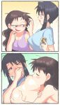  azumanga_daioh blush breast_sucking breasts breasts_out drinking grabbing grabbing_another&#039;s_breast highres huge_breasts inkerton-kun kurosawa_minamo long_hair mature_female tanizaki_yukari teacher yuri 