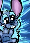  2020 4_fingers alien ambiguous_gender black_claws black_eyes blue_background blue_body blue_fur blue_nose blue_pawpads claws disney electropawartworks experiment_(lilo_and_stitch) fingers fluffy freckles fur grin hi_res lilo_and_stitch notched_ear outline pawpads simple_background smile solo stitch_(lilo_and_stitch) toony 