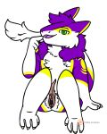 absurd_res alpha_channel anthro claws clitoral_hood digital_media_(artwork) female fur genitals gesture hair hand_gesture hi_res legs_together looking_at_viewer markings mauve_(mauvedash) patreon patreon_logo pointing pointing_at_self presenting purple_body purple_fur purple_hair pussy sergal simple_background sitting solo tail tail_tuft toffee_creation transparent_background tuft white_body white_fur yellow_markings