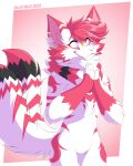 2_tails absurd_res anthro canid canine drift_(fortnite) empty_eyes epic_games featureless_crotch fortnite fox fur hands_together hi_res kitsune_drifty_(character) leo-wolf male mammal multi_tail red_body red_fur solo standing tail white_body white_eyes white_fur 