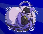  5:4 aliasing anthro belly big_belly big_breasts big_butt breasts butt clothed clothing deltarune digital_media_(artwork) headgear headwear huge_breasts huge_butt humanoid hyper hyper_butt jester jevil_(deltarune) legwear looking_at_viewer male sephaloid sharp_teeth simple_background smile solo stockings teeth thick_thighs video_games wide_hips 