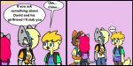  2019 2:1 absurd_res anthro canid canine canis clothed clothing comic digital_media_(artwork) domestic_cat domestic_dog english_text felid feline felis female fox hi_res male mammal simple_background tagme text y377ow 