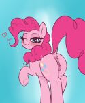 5:6 absurd_res anus blue_background blue_eyes equid equine female friendship_is_magic genitals hasbro hi_res horse looking_at_viewer mammal my_little_pony one_eye_closed pink_body pinkie_pie_(mlp) pony pussy simple_background solo t72b tail_anus
