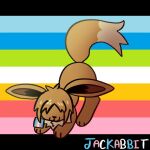  2024 :3 animated black_nose brown_body brown_fur chest_tuft countershading dipstick_tail eevee english_text feral feral_with_hair flag flag_(object) frame_by_frame fur generation_1_pokemon hair happy jackrabbit_(artist) jumping lgbt_pride lgbt_pride_month light lighting markings munchkin_(jackrabbit) nintendo nonbinary_(lore) paws pokemon pokemon_(species) pride_color_background pride_colors queer_pride_colors raised_paw shaded signature simple_background tail tail_markings tail_motion tailwag text trans_(lore) trans_man_(lore) transgender_pride_colors tuft 