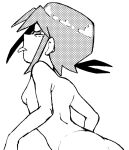  annoyed ass back breasts greyscale monochrome nobloo original small_breasts tongue tongue_out white_background 