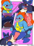  3:4 anal anal_penetration anthro balls bodily_fluids comic croconaw cum cum_in_ass cum_inside cumshot duo ejaculation feral genital_fluids genitals hi_res lucario male male/male nintendo penetration petro_(artist) pok&eacute;mon pok&eacute;mon_(species) video_games 