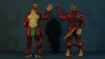  anthro bulge clothed clothing dergdrister dragon gesture hi_res jockstrap looking_at_viewer male musclegut muscular mythological_creature mythological_scalie mythology paws red_body scalie shy simple_background slightly_chubby smile solo tail_wrapped topless tyler_(dergdrister) underwear waving waving_at_viewer 