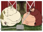  anthro belly big_butt bovid butt caprine duo farm felid goat hi_res male male/male mammal moobs neko_baron obese obese_anthro overweight overweight_anthro overweight_male pumex tube tube_in_mouth 