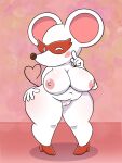  anthro belly big_breasts big_ears blush breasts clothing draggieposs female flirting footwear genitals hi_res high_heels mammal mario_bros mask mouse ms._mowz murid murine nintendo nipples overweight overweight_female paper_mario paper_mario:_the_thousand_year_door pinup pose pussy rodent solo thick_thighs 