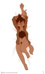  2017 anthro bird&#039;s-eye_view black_hair body_hair bottomless breasts brown_body brown_fur brown_theme canid canine canis chest_hair clothed clothing ear_piercing ear_ring eyewear feet female full-length_portrait fur glasses hair hi_res high-angle_view holding_arm humanoid_feet humanoid_hands jasira joe_randel looking_at_viewer lying mammal on_back open_shirt piercing pince-nez portrait pubes shirt short_hair solo text topwear url wolf 