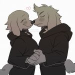  absurd_res anthro blush blush_lines canid canine canis canon_couple clothed clothing dogamy dogaressa domestic_dog duo eyes_closed female hand_holding heart_symbol hi_res imkn_626 male mammal romantic romantic_couple undertale undertale_(series) 