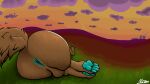  anthro anus balls big_butt brown_body brown_fur butt detailed_background fur genitals hi_res machine male mammal no_name(no_name) no_name_(artist) nude outside pawpads paws protogen raised_tail rear_view shaded solo tail 