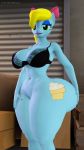  3d_(artwork) 9:16 anthro big_breasts big_butt bottomless bra breasts butt cleavage clothed clothing cupcake cutie_mark digital_media_(artwork) equid equine fan_character female food hi_res holding_butt horse huge_butt mammal my_little_pony pinkierawr pony solo thick_thighs underwear 