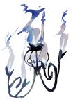  absurdres artist_name blank_eyes chandelure fire full_body highres looking_at_viewer no_humans np_(0wzsyvlnp78) pokemon pokemon_(creature) purple_fire signature simple_background solo straight-on white_background yellow_eyes 
