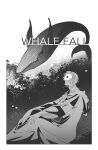  1boy 5altybitter5 border braid closed_mouth english_text final_fantasy final_fantasy_xiv flying_whale from_side greyscale highres hythlodaeus male_focus mask monochrome profile sitting smile solo sophist&#039;s_robe_(ff14) whale white_border 