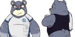  2017 2:1 angry animal_crossing anthro butt clothing curt_(animal_crossing) eclipsewolf humanoid_hands male mammal nintendo shirt simple_background slightly_chubby solo topwear ursid video_games white_background 