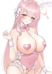  blue_archive breasts filha green_eyes halo hanako_(blue_archive) heart_pasties highres large_breasts long_hair pasties pink_hair pink_halo playboy_bunny 