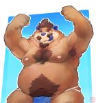  2020 anthro belly brown_body brown_fur clothing fur hi_res humanoid_hands lates male mammal moobs navel nipples overweight overweight_male solo underwear ursid 