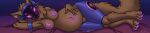  absurd_res anthro armor big_breasts blue_armor bluewoman breasts brown_body brown_fur claws female fur genitals hand_on_belly hi_res long_image looking_at_viewer lua_(pacothegint) lying machine nipples on_side pink_claws pink_face pink_nipples pregnant pregnant_female protogen protogen_visor pussy solo thick_thighs wide_image 