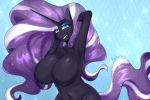  3:2 anthro anthrofied big_breasts blush breasts equid featureless_breasts female hair hi_res horn huge_breasts idw_publishing kaikururu long_hair looking_at_viewer mammal my_little_pony my_little_pony_(idw) nightmare_rarity_(idw) nude pose sparkles unicorn 