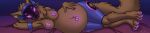 absurd_res anthro armor big_breasts blue_armor bluewoman breasts brown_body brown_fur claws female fur hand_on_belly hi_res hyper hyper_pregnancy long_image looking_at_viewer lua_(pacothegint) lying machine nipples on_side pink_claws pink_face pink_nipples pregnant pregnant_female protogen protogen_visor solo thick_thighs wide_image 