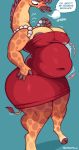  &lt;3 abdominal_bulge after_vore anthro belly big_belly big_breasts breasts clothing comic dialogue dress english_text female female_pred giraffe giraffe_mom giraffid hi_res jewelry mammal meme neck_bulge necklace nipples shyguy9 text until_it_snaps vore 