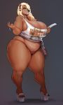  anthro big_breasts breasts cleavage clothed clothing donaught female footwear hi_res high_heels hooters huge_breasts mammal shoes skimpy slightly_chubby solo ursid 