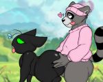  &lt;3 5:4 anal anthro big_butt black_body black_fur butt cartoon_network digitigrade domestic_cat duo felid feline felis filthyopossum from_behind_position fur green_eyes male male/male mammal mao_mao:_heroes_of_pure_heart procyonid raccoon sex sheriff_mao_mao_mao tongue tongue_out 
