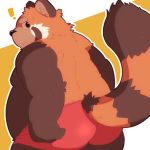  ! 1:1 2020 96tning ailurid anthro belly butt clothing humanoid_hands kemono male mammal moobs overweight overweight_male red_panda simple_background solo underwear 