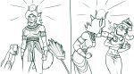  anthro bottomless breasts clothed clothing comic crossover disney disney&#039;s_aladdin domestic_cat felid felina_feral feline felis female genitals hanna-barbera hi_res humor mammal midriff mirage_(aladdin) monochrome muscular muscular_female nipples punch pussy redout swat_kats topless worship 