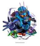  1boy armor assault_visor blue_helmet helmet highres hopper_1 kamen_rider kamen_rider_gotchard kamen_rider_gotchard_(series) male_focus obakelope0530 power_armor simple_background solo_focus steamliner upper_body white_background 