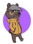  2020 biped black_nose brown_body brown_fur chibi clothing fur hat headgear headwear hoodie mammal mrkermodebear simple_background spectacled_bear topwear tremarctine ursid 