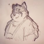  &lt;3 1:1 anthro canid canine canis clothing domestic_dog eyebrows hi_res lentejota6 male male/male mammal moritaka notched_ear overweight overweight_male scar slightly_chubby smile solo thick_eyebrows tokyo_afterschool_summoners tuft video_games 