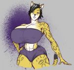  abs anthro big_breasts breast_implants breasts cheetah felid feline female hi_res huge_breasts hyper hyper_breasts mammal muscular muscular_female quadratouring small_waist solo taraburst thick_thighs wide_hips 