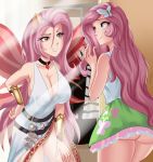  alternate_species animal_humanoid big_breasts breasts butt cleavage clothed clothing female fluttershy_(mlp) friendship_is_magic hand_on_hip hi_res human humanized humanoid mammal mirror my_little_pony no_underwear reflection thebrokencog upskirt 