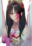  1girl bare_shoulders bird_girl black_hair choker fire_emblem fire_emblem_heroes flight_goggles glowing glowing_wings highres hraesvelgr_(fire_emblem) long_hair open_mouth red_eyes red_wings tomo_shirasu wings 