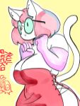 animal_humanoid anthro belly big_breasts big_butt breast_squish breasts butt cat_humanoid curved_horn curvy_female curvy_figure domestic_cat eyewear felid felid_humanoid feline feline_humanoid felis female glasses hair hi_res horn humanoid mammal mammal_humanoid pink_hair samantha_(disambiguation) skull_geck0 slightly_chubby solo squish wide_hips