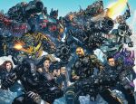  arm_blade armor artist_collaboration assault_visor autobot bald black_hair bumblebee_(transformers) clenched_hand cliffjumper crossover dark-skinned_male dark_skin dual_wielding duke_(g.i._joe) english_commentary eye_trail facial_hair g.i._joe glowing glowing_eyes goatee gun holding holding_gun holding_sword holding_weapon ironhide james_raiz jazz_(transformers) joseph_colton kieran_oats lady_jaye light_trail mecha mecha_request optimus_prime parted_lips red_lips roadblock_(g.i._joe) robot scarlett_(g.i._joe) sideswipe snake_eyes_(character) sunrise_stance sword transformers transformers_(live_action) weapon western_comics_(style) 