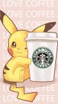  2015 9:16 ambiguous_gender beverage coffee cup dipstick_ears english_text hi_res hug multicolored_ears nintendo one_eye_closed pikachu pok&eacute;mon pok&eacute;mon_(species) seviyummy signature sitting smile solo starbucks text video_games wink yellow_body 